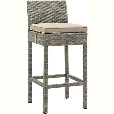 Modway Conduit Outdoor Patio Wicker Rattan Bar Stool - Light Gray Beige