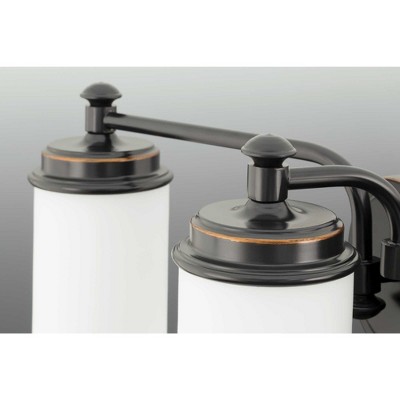 Rubbed Bronze 34" 4-Light Bath Vanity with Glass Shades