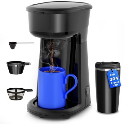 Kismile Single Serve Coffee Maker, 14Oz Thermal Travel Mug with Stainless Steel Interior
