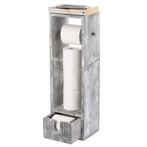 Oumilen Freestanding Wood Toilet Paper Holder, 6-Rolls Holder with Drawer, Rustic Gray - 1 of 1
