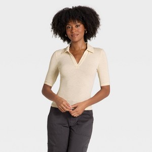 Women's Elbow Sleeve Polo Shirt - Universal Thread™ - 1 of 4