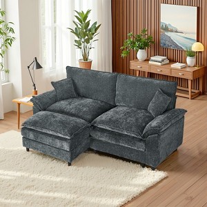 IULULU Sectional Sofa, Chenille Cloud Couch Comfy Upholstered Sofa with Ottoman - 1 of 4