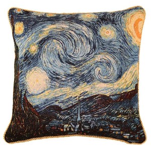 Signare USA Van Gogh Starry Night Pillowcase/Cushion Cover 18x18 Inch - 1 of 3