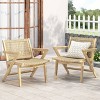 2pk Baxton Outdoor Wicker Club Chairs: Acacia Wood Frame, Weather-Resistant - Christopher Knight Home - 3 of 4