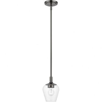 Willow Transitional 1-Light Pendant in Black Chrome with Clear Glass