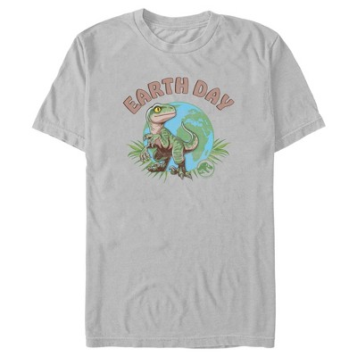 Men's Jurassic World Earth Day Velociraptor T-shirt - Silver - Small ...