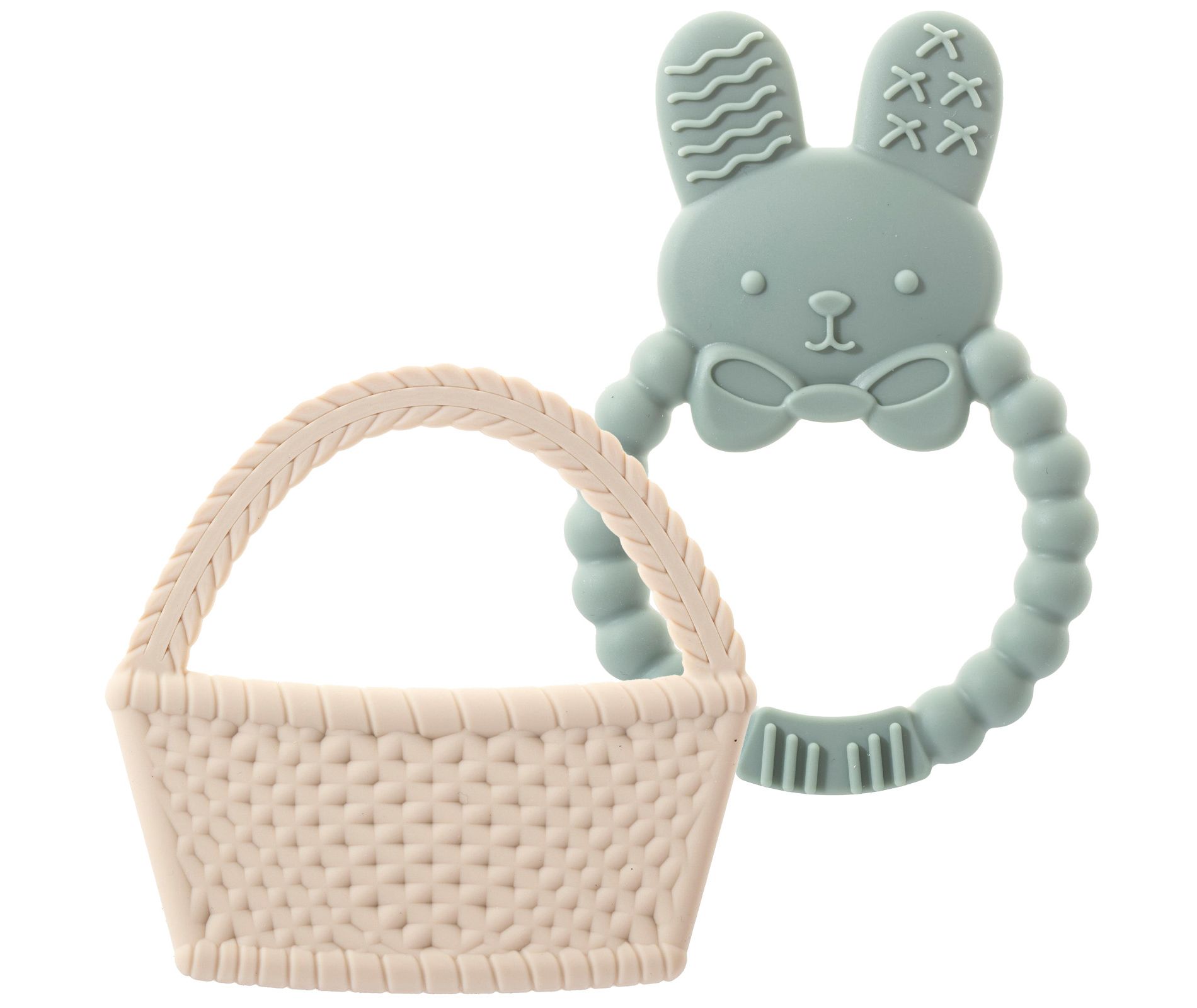 Easter Baby Teether Set Easter Bunny & Easter Basket Silicone Teethers, Cute Teething Toys Perfect Easter Gift Set for Soothing Babies Gums Boy & Girl