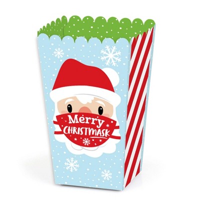 Big Dot of Happiness Merry Christmask - Quarantine Christmas Party Favor Popcorn Treat Boxes - Set of 12