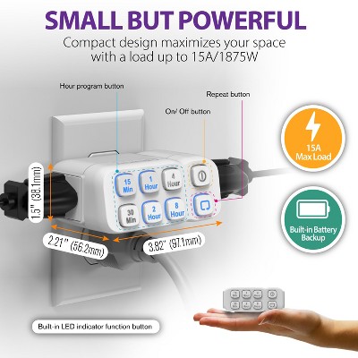 White Compact Dual Outlet Indoor Countdown Timer
