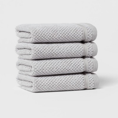 4pk Performance Texture Washcloth Set Light Gray - Threshold™