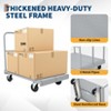 Steel Panel Truck Cart 36x24 inch, 2 in 1 Industrial Grade Platform Truck, Heavy Duty Drywall Dolly with 2 Removable Side Handrails & Swivel Wheels - 3 of 4