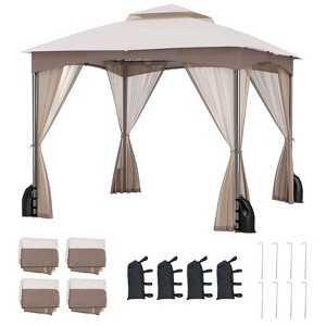 Costway 10x10 FT 2-Tier Patio Gazebo Canopy Netting Heavy-Duty Metal Easy-Setup Outdoor - 1 of 4