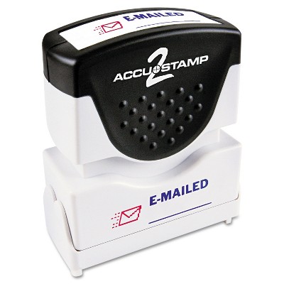 Accustamp2 Pre-Inked Shutter Stamp with Microban Red/Blue EMAILED 1 5/8 x 1/2 035541