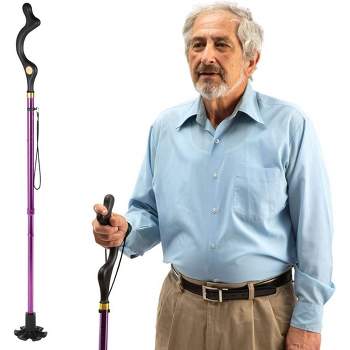 Walking Cane Collapsible Special Balancing with 10 Adjustable Heights - Self-Standing Folding Cane, Comfortable and Lightweight - MedicalKingUsa