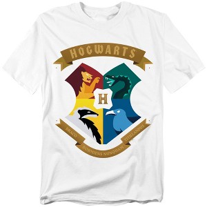 Harry Potter Abstract Hogwarts House Shield Adult T-Shirt - 1 of 4