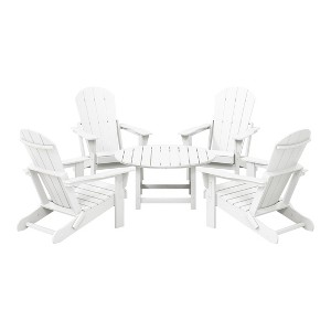 WestinTrends Malibu 5-Piece HDPE Folding Adirondack Chair Outdoor Patio Conversation Set - 1 of 4