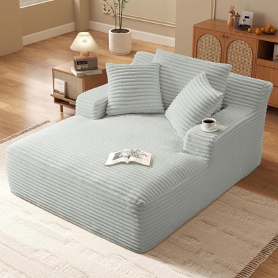 Aukfa Corduroy Sleeper Sofa Bed & Cloud Lounge Chair, No Assembly, Deep Seat, Armrests, 2 Pillows | Boneless Upholstered Chaise for Indoor Comfort
