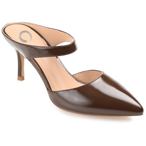 Brown leather deals mules heels