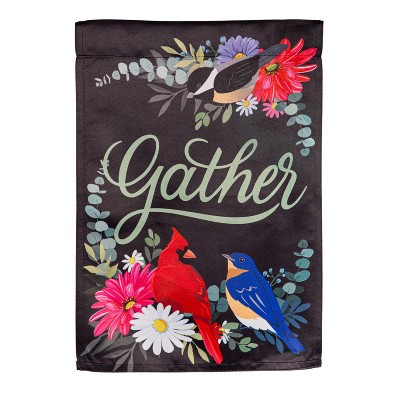 Evergreen Gather Birdies Suede Garden Flag 12 x 18 Inches Indoor Outdoor Decor