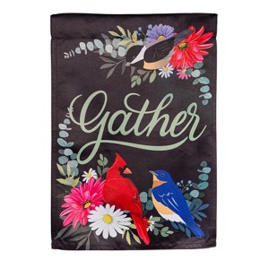 Evergreen Gather Birdies Suede Garden Flag 12 x 18 Inches Indoor Outdoor Decor - 1 of 4