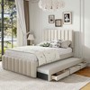 MAYEERTY Twin Size Upholstered Platform Bed, Trundle 3 Drawers Linen Fabric, Bedroom, Gray - 2 of 4