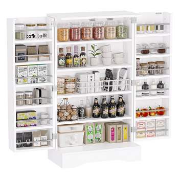 41" White Kitchen Pantry Cabinet with Doors and Adjustable Shelves, Storage for Kitchen, Living Room, Dining Room