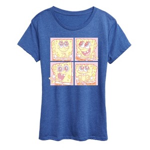 Women's - Spongebob Squarepants - Cute Face Grid Short Sleeve Graphic T-Shirt - 1 of 4