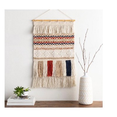 Niederndorf 32" Khaki and Multicolor Macrame Wall Hanging