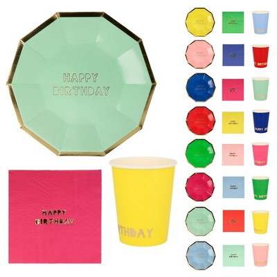 Meri Meri - Happy Birthday Colorful Party Pack - THREE item Set