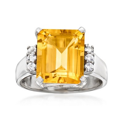 Ross-Simons 5.30 Carat Citrine and .20 ct. t.w. White Topaz Ring in Sterling Silver