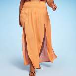 Women's Smocked Waist Double Slit Maxi Skirt Cover Up Dress - Kona Sol™