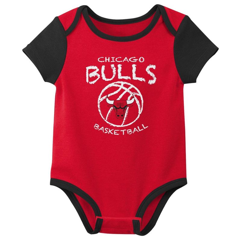 NBA Chicago Bulls Infant Boys&#39; 3pk Bodysuit Set, 4 of 5