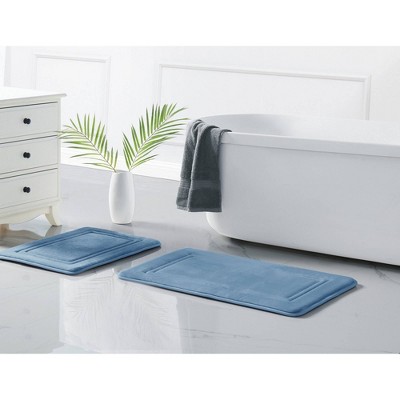 Truly Calm Blue Antimicrobial Memory Foam Bath Rug Set