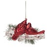 Transpac 6.5 in Multicolor Christmas Cardinals on Branch Glass Ornament for Holiday Tree Decor - 3 of 4