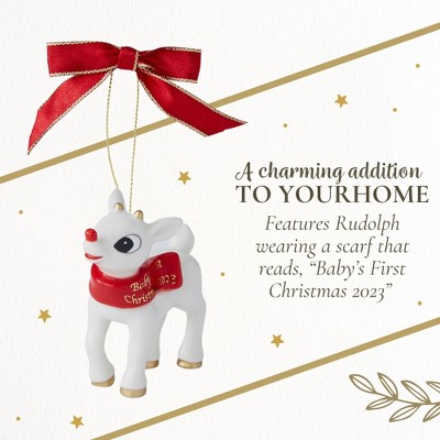 White and Red Baby's First Christmas Reindeer Ornament