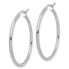 Black Bow Jewelry 2mm Round Hoop Earrings in 14k White Gold, 35mm (1 3/8 Inch) - 2 of 4