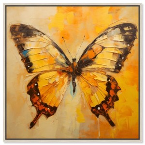 Art Remedy Golden Ochre Butterfly II Elegant Butterfly Wall Art Framed - 1 of 4