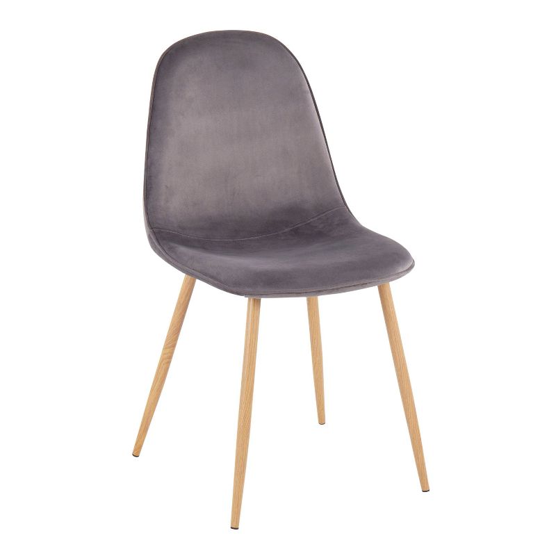 Set of 2 Pebble Velvet/Metal Dining Chairs Natural/Gray- LumiSource, 3 of 10