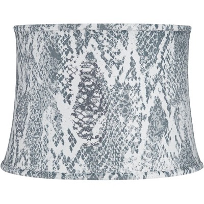 Springcrest Gray Velvet Snake Skin Medium Drum Lamp Shade 14" Top x 16" Bottom x 11.5" High (Spider) Replacement with Harp and Finial