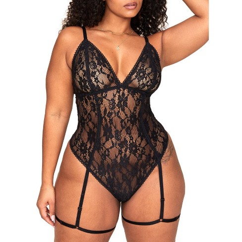 Adore Me Women's Clarisse Bodysuit Lingerie 4X / Jet Black.