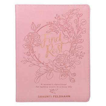 Find Rest Womens Devotional for Lasting Peace in a Busy Life - Pink Faux Leather Flexcover Gift Book Devotional W/Ribbon Marker - (Leather Bound)