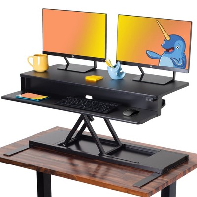 FlexPro Premier Electric Standing Desk Converter  40" Sit to Stand Workstation  Black  Stand Steady