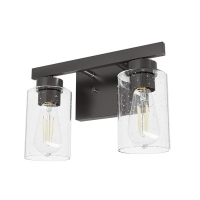 2-light Hartland Seeded Glass Bathroom Vanity Wall Light Fixture Noble ...