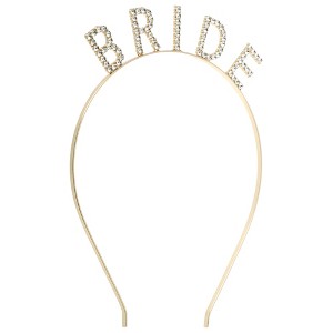 Unique Bargains Women's Elegant Bride Letter Headband 6.69"x4.72" Gold Tone 1 Pc - 1 of 4