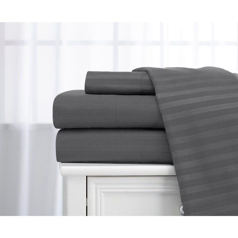 Deluxe Hotel Premium Luxurious 6-Piece Comfort Microfiber Sheet Set With Deep Pockets Dobby Stripe - Wrinkle-Free, 2 of 6