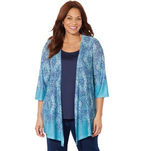 Catherines Women's Plus Size Harmony Knit Herringbone Cardigan - 1 of 4