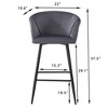 Bar Stools Set of 2, 29''  Velvet Counter Height Bar Stools, Modern Bar Stools for Kitchen Island with Backrest Footrest Sturdy Metal Steel Frame - 3 of 4