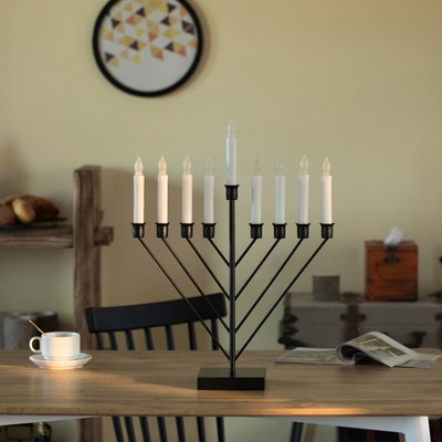 Black and White LED Flameless Hanukkah Menorah Candelabra