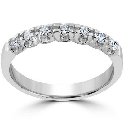 Pompeii3 1/3ct Natural Diamond Wedding Ring Solid 14K White Gold Stackable Ladies Band