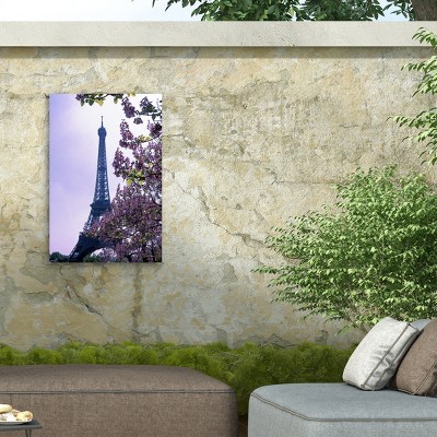 Eiffel Tower with Blossoms 16x24 Outdoor Canvas Print